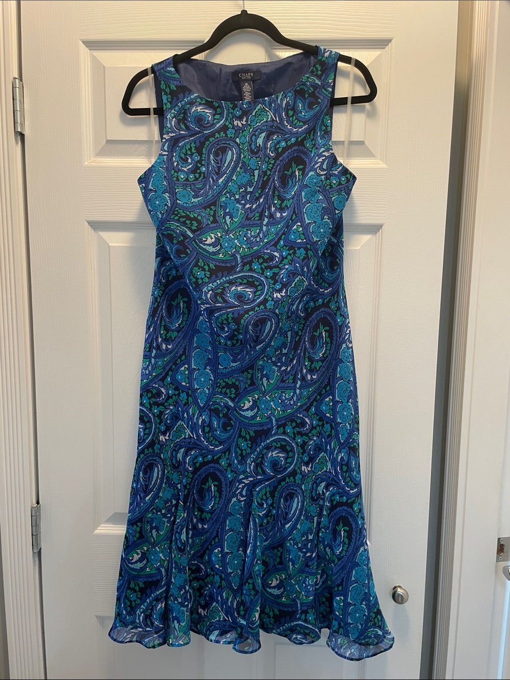 Chaps Blue Teal Paisley Sleeveless Midi Dress
